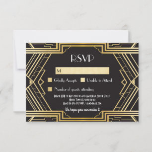 RSVP carda convites de casamento de Gatsby do