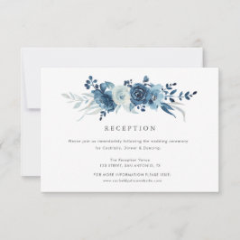 RSVP cartão azul-claro de recepção de casamento floral