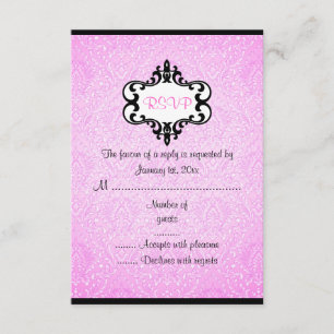 RSVP Cartão chique cor-de-rosa & preto elegante do