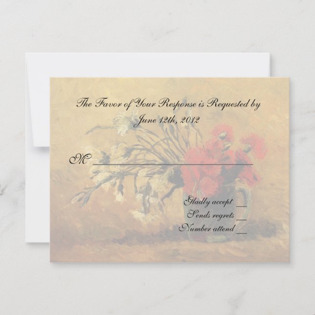RSVP cartão de aceitação de casamento, flores de van go (Frente)
