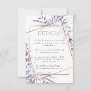 RSVP CARTÃO DE ACOMPANHAMENTO Púrpura Geométrico