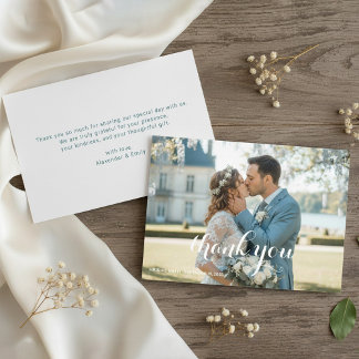 RSVP Cartão de Agradecimento de Casamento Floral Azul E