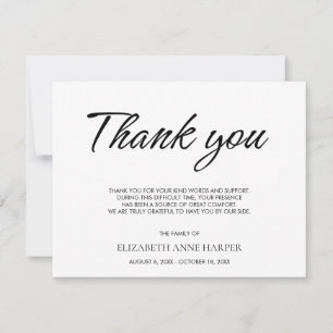 RSVP Cartão de Agradecimento de Funeral com Letra Elega