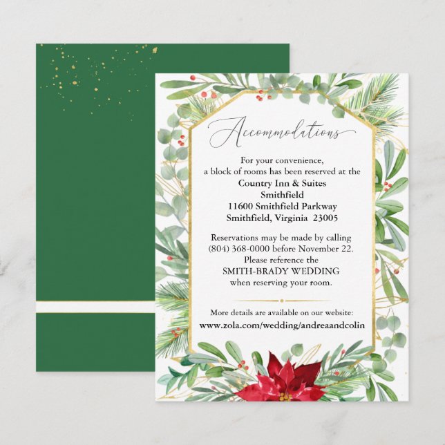 RSVP Cartão de Alojamento de Casamento de Natal em Wate (Frente/Verso)