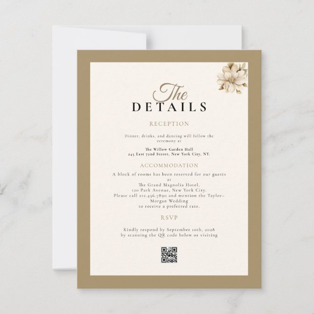 RSVP cartão de casamento com detalhes rústicos clássico (Frente)