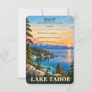 RSVP Cartão de Casamento com Poster Vintage do Lago Tah
