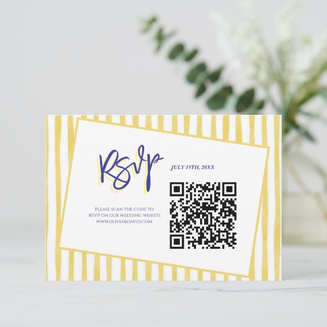 RSVP Cartão de Casamento Moderno com Código QR em Listr (Em pé/Frente)