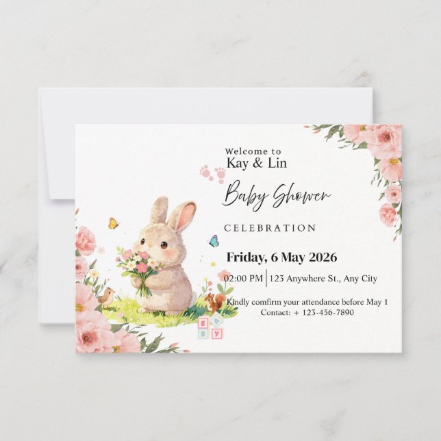 RSVP Cartão de Chá de Bebê Pastel (Frente)