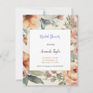 RSVP Cartão de Chá de Noiva Minimalista com Flores em A