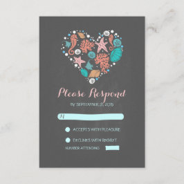 RSVP cartão de chalkboard praia coração casamento casua