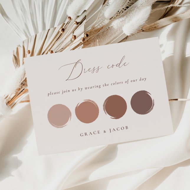 RSVP Cartão de Código de Vestimenta Rosa Malva, Marrom  (Mauve, Brunt Orane & Bronze Rose Dress Code Card)