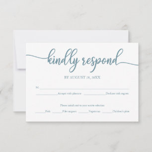 RSVP Cartão de Confirmação de Casamento Caligrafia Azul
