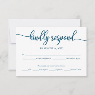 RSVP Cartão de Confirmação de Casamento Caligrafia Azul