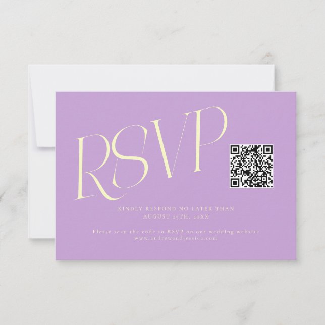 RSVP Cartão de Confirmação de Casamento com Código QR e (Frente)