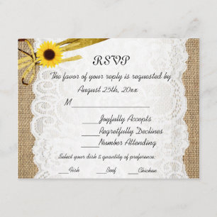 RSVP Cartão de Confirmação de Casamento de Girassol de 