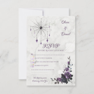 RSVP Cartão de Confirmação de Casamento Gótico Floral R