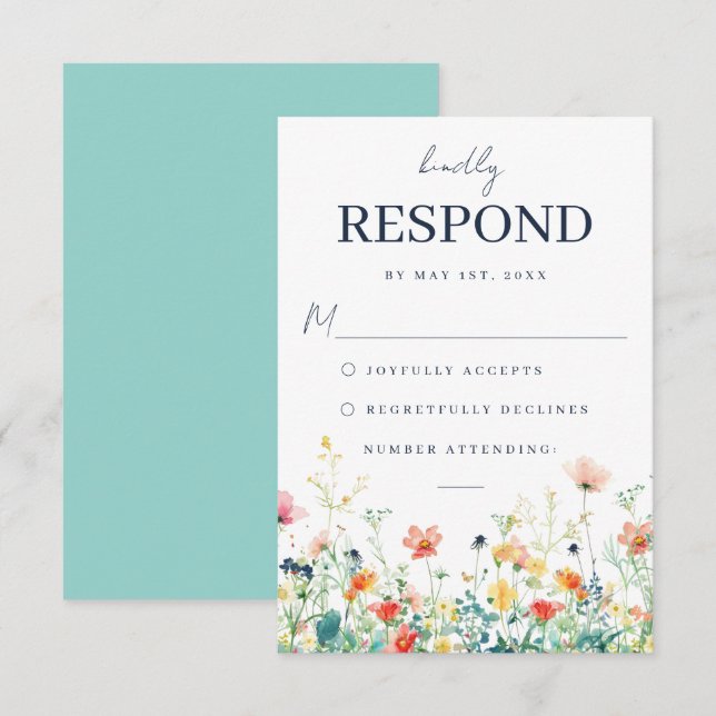 RSVP Cartão de Confirmação de Casamento Prado Caprichos (Frente/Verso)