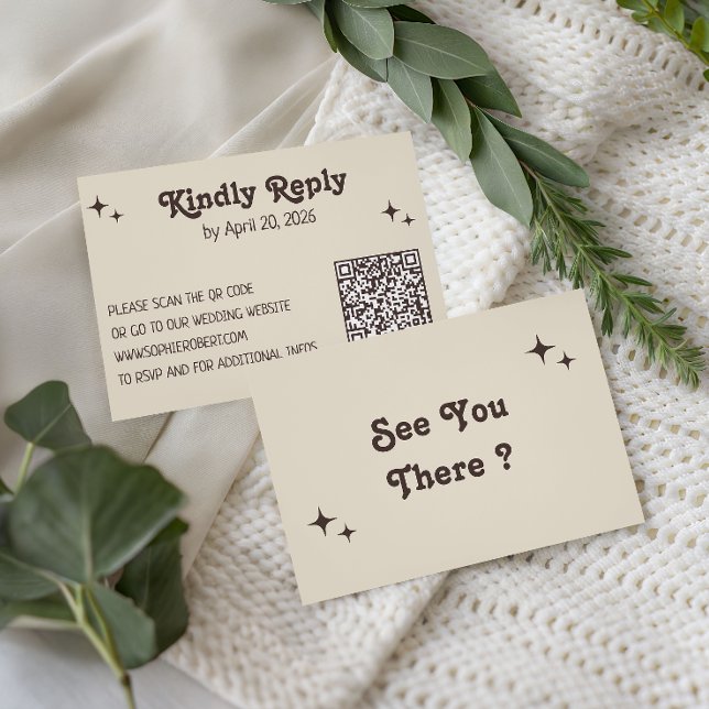 RSVP Cartão de Confirmação de Casamento QR Code Minimal (Criador carregado)