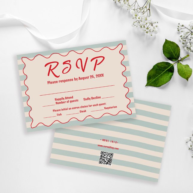RSVP Cartão de Confirmação de Casamento QR Code Retrô c (Criador carregado)
