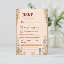 Cartão de Confirmação de Casamento Retro Chic