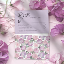 Cartão de Confirmação de Casamento Rosa Roxo Moder