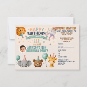 RSVP Cartão de Confirmação de Detalhes da Festa de Anim