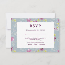RSVP Cartão de confirmação de presença com flor de aqua