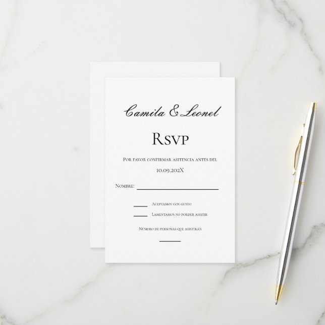 RSVP cartão de confirmação de presença de casamento esp (Frente/Verso In Situ)