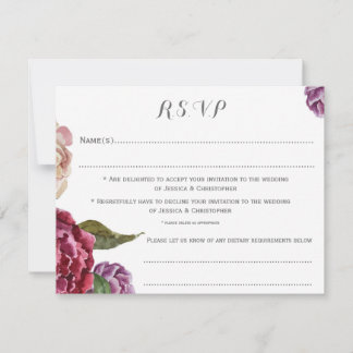RSVP Cartão de Confirmação de Presença de Casamento Flo