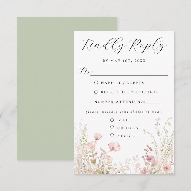 RSVP Cartão de Confirmação de Presença de Casamento Flo (Frente/Verso)