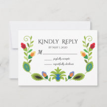 Cartão de confirmação de presença Flores Folclóric