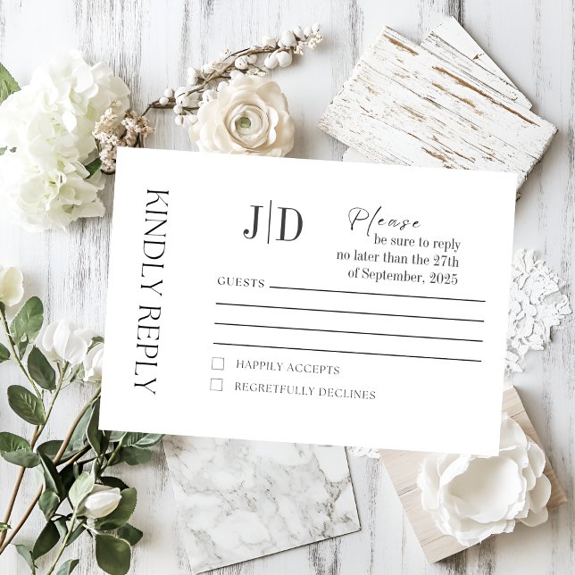 RSVP Cartão de Confirmação de Presença Minimalista Eleg (Elegant Minimalist RSVP Card | Modern & Stylish
)