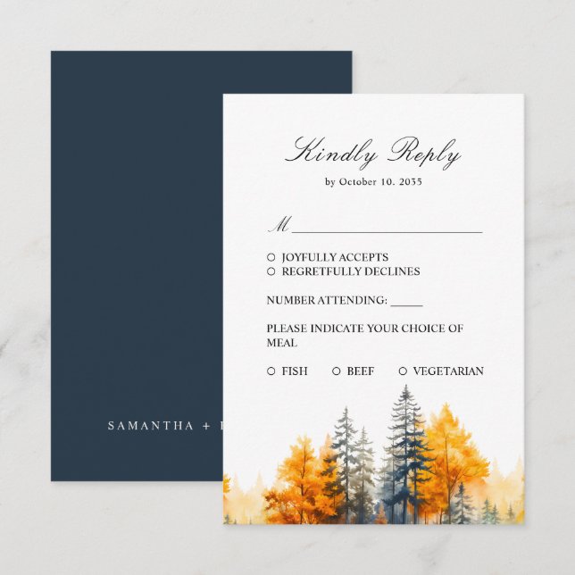 RSVP Cartão de Confirmação de Presença para Floresta de (Frente/Verso)