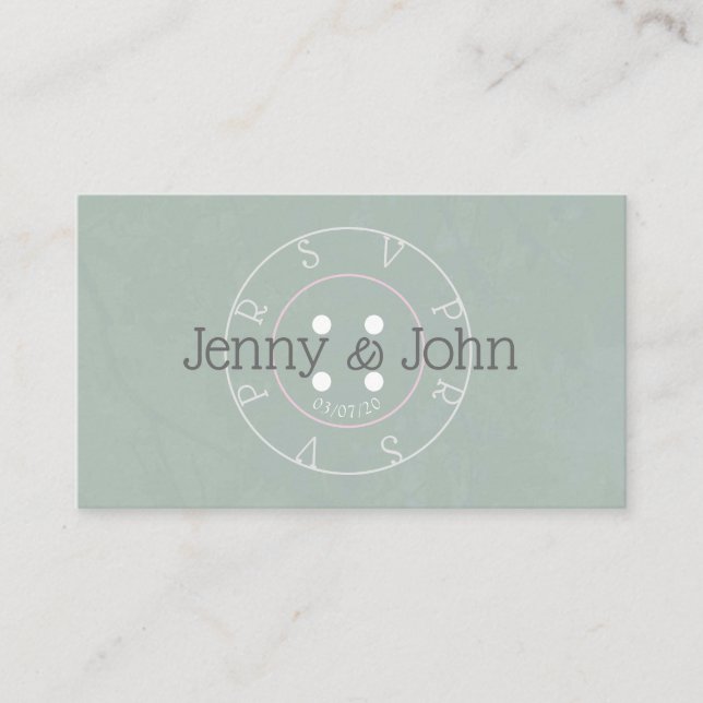 RSVP — cartão de costura verde e cor-de-rosa (Frente)