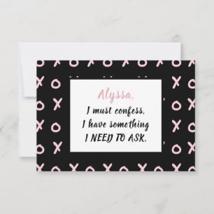 RSVP Cartão de Damas de Honra Bebê Preto Rosa X O XO XO