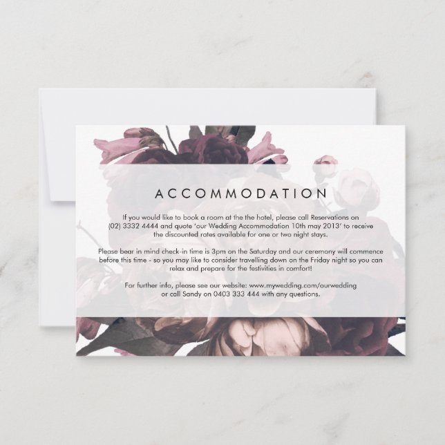 RSVP Cartão de Detalhe de Casamento de Rosa Floral de F (Frente)