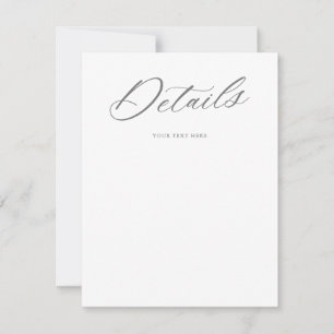 RSVP Cartão de Detalhes da Cinza Branca de Casamento Gr