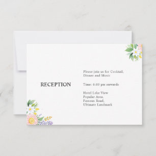 RSVP Cartão de Detalhes da Recepção - Floral Mínimo Clá