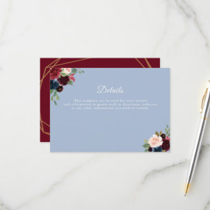 RSVP cartão de detalhes de casamento azul empoeirado