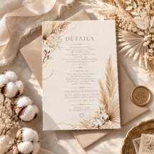 Cartão de Detalhes de Casamento Boho Elegância das