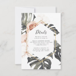 RSVP Cartão de Detalhes de Casamento Boho Tropical Flor
