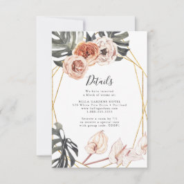 RSVP Cartão de Detalhes de Casamento Boho Tropical Flor