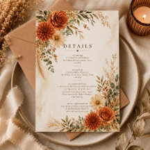 Cartão de Detalhes de Casamento Boho Wild Terracot