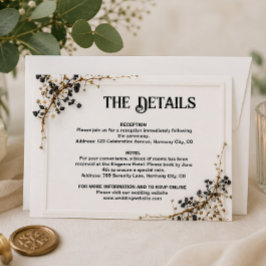 RSVP Cartão de detalhes de casamento botânico moderno