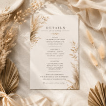Cartão de Detalhes de Casamento Botânico Pampas Ne