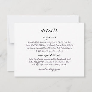 RSVP Cartão de Detalhes de Casamento *Clássico Moderno*