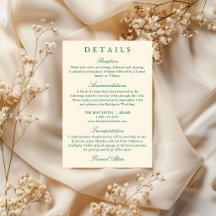 Cartão de Detalhes de Casamento Clássico Simples E