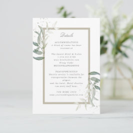 RSVP Cartão de detalhes de casamento com folhagem verde