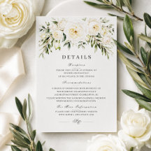 Cartão de Detalhes de Casamento com Rosas do Jardi