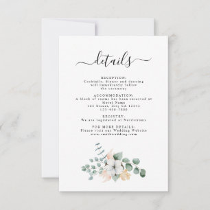 RSVP Cartão de Detalhes de Casamento de Algodão Eucalip